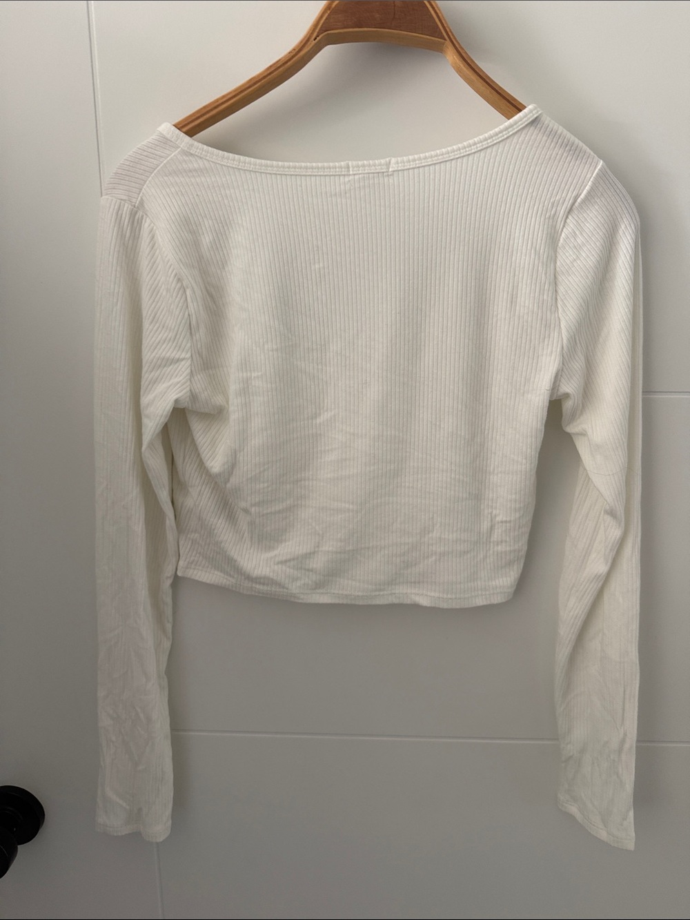 Garage Women's Ribbed Scoop Neck Long Sleeve Top - White size medium - Picture 5 of 6
